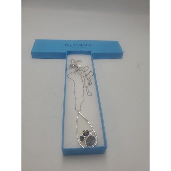 Touchstone Crystal by Swarovski Jewelry - Touchstone Crystal Inside Scoop Pendant Black SilverRhodium Necklace Swarovski💎